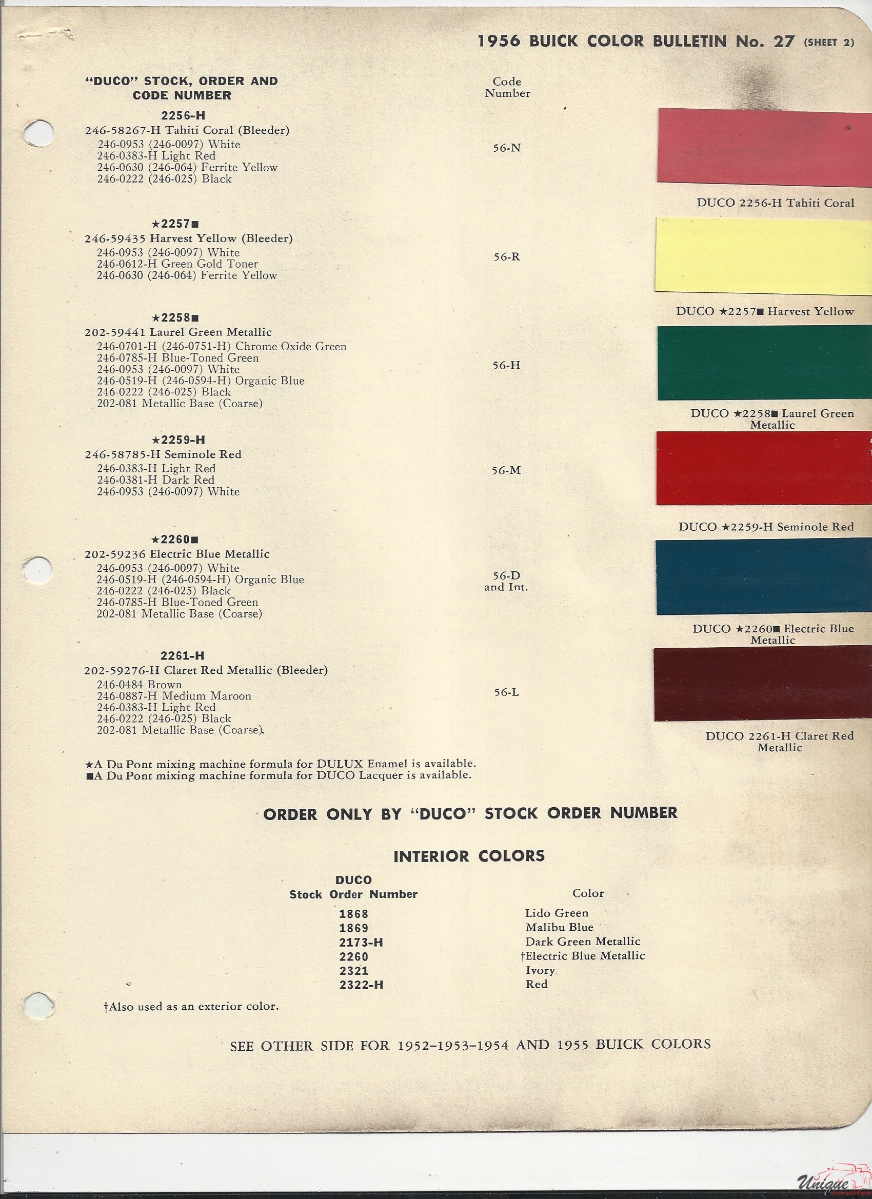 1956 Buick-2 Paint Charts